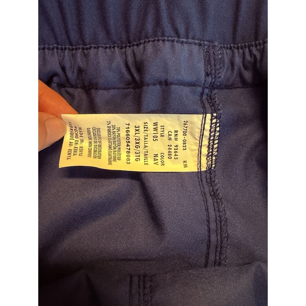 Cherokee Workwear Navy Scrub Pants 3XL Elastic Waist Drawstring Cargo Nurse - Picture 3 of 7